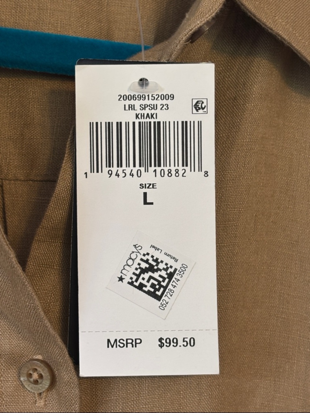NWT Lauren Ralph Lauren Short-Sleeve Button-Down Point Collar Camp Shirt L - Picture 7 of 13